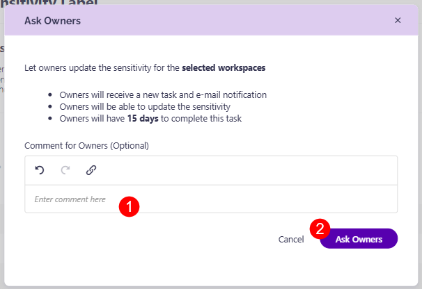 Workspaces Without a Sensitivity Label - Ask Owners Action