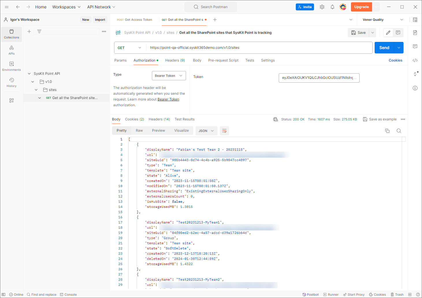 GET Request to Syskit Point