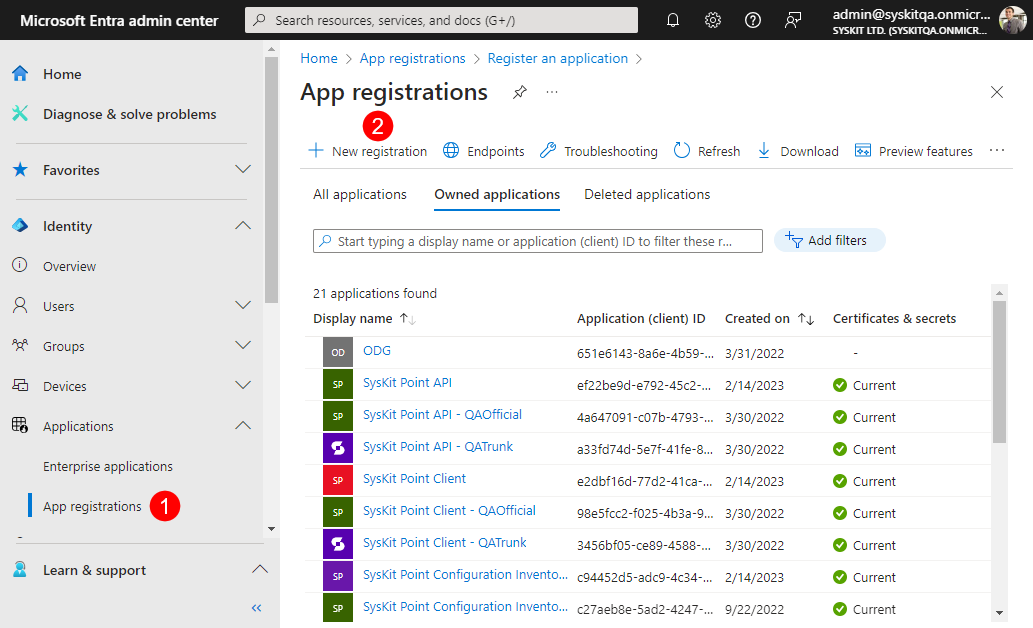 Microsoft Entra - New registration
