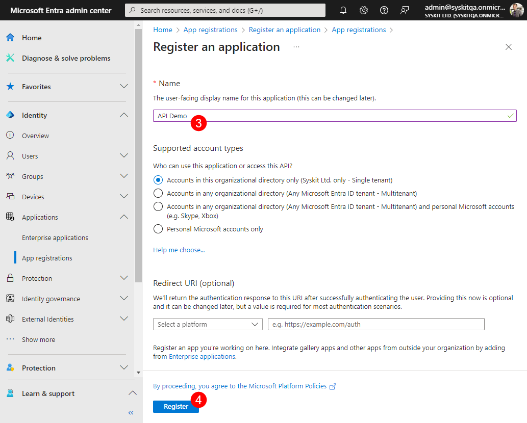 Microsoft Entra - Register