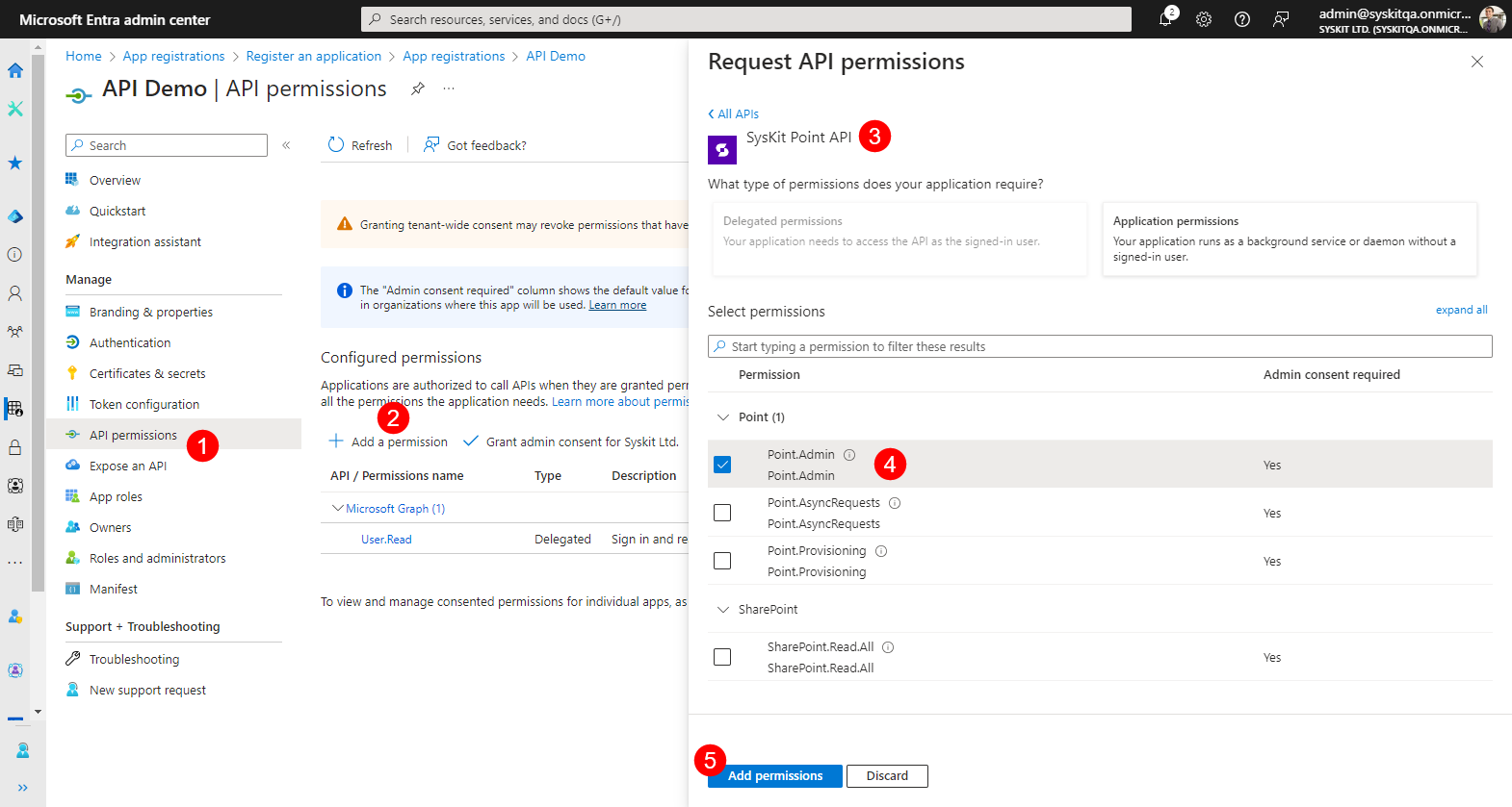Request API permissions